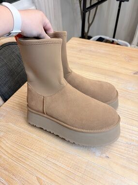 UGG Tan Platform Ankle Boots